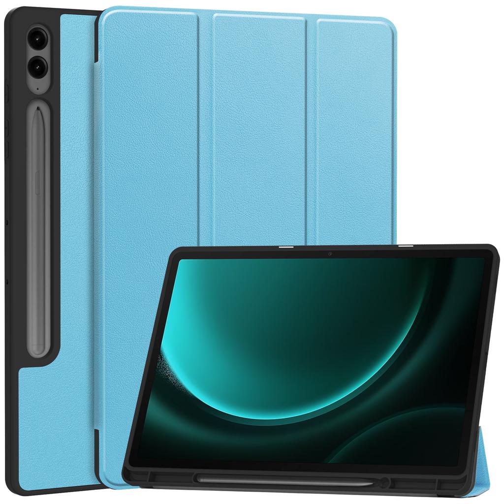 For Samsung Galaxy Tab S10+ Case PU Leather+TPU Trifold Stand Tablet Cover with Pencil Holder