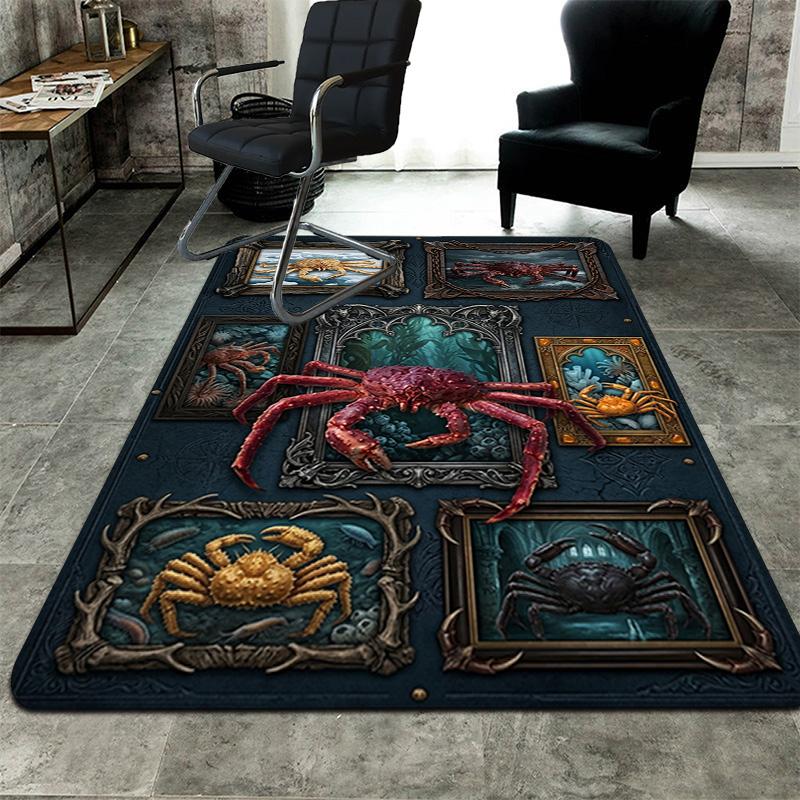 Crab Gallery Pattern Rug Floor Mat for Living Room or Bedroom Soft and Comfortable Carpet a Gift for Birthday and Holiday.