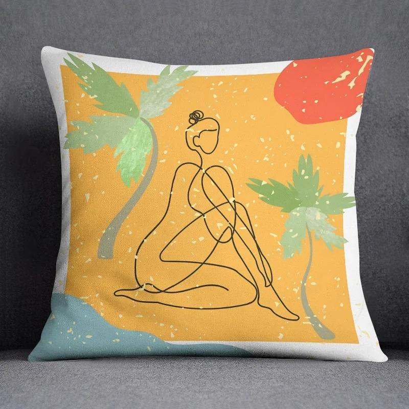 Office Living Room Home Pillowcase Abstract Illustration Style Printed Pillowcase Car Ornaments