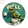 WELL CRAP Retro TRex Dinosaur Metal Wall Art  Round Aluminum Sign for Bathroom