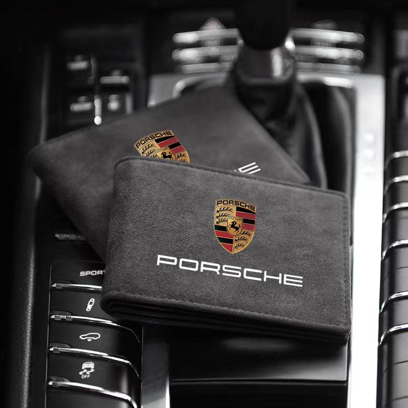 1Pcs Leather Credit Card Case Car Driving Documents Protective Case For Porsche Boxster Cayenne Panamera Macan Cayman 911 918 996 917 991