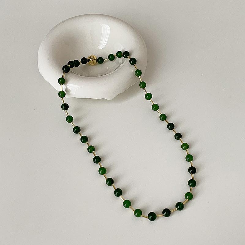 Ретро Новое китайское ожерелье из натурального камня с бусинами Женское свежее индивидуальное модное направление Универсальная цепочка на шею Цепочка на ключицу