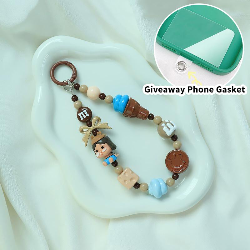 Милая мультяшная кукла, бисерный ремешок для телефона, брелок для рюкзака, брелок для ключей, кулон, анти-потеря, ремешок для телефона для iPhone, Samsung, подарки для девочек