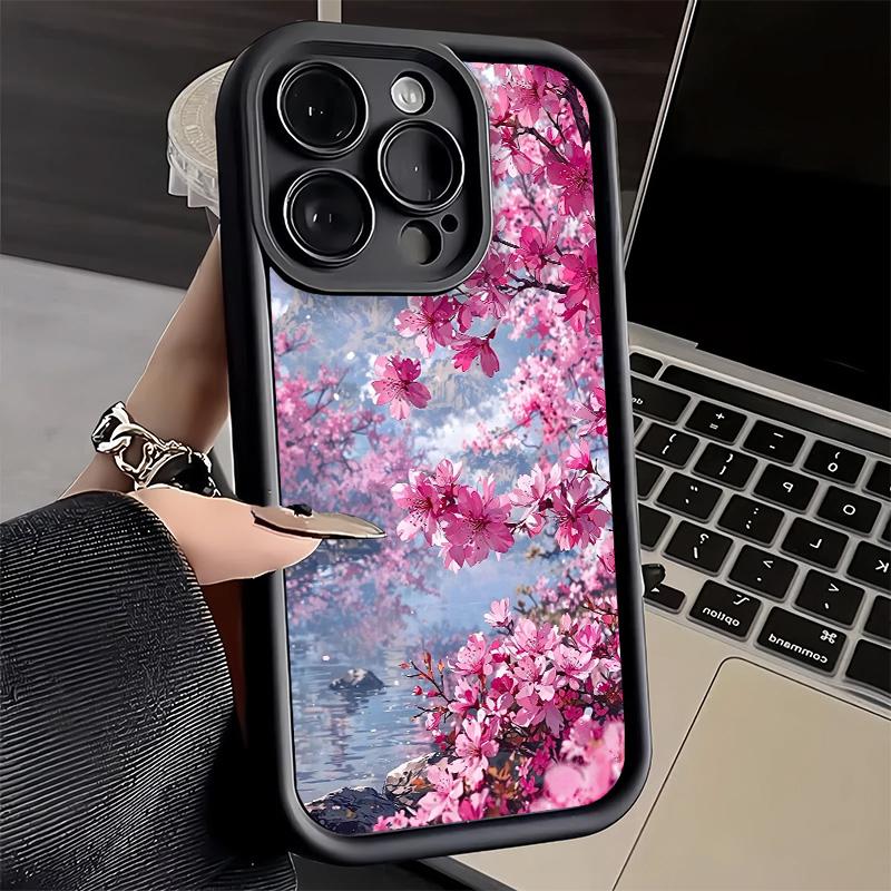 Чехол для телефона iPhone 17 Air 16E 15 16 Pro Max Мечтательная Ночь Вишневое Дерево Чехол 14 Plus 13 12 Mini Мягкий Силиконовый Забавный