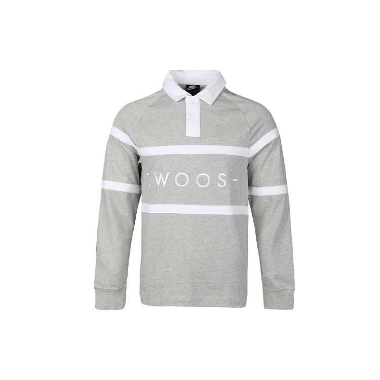 Nike Swoosh Logo Fitted Polo Shirt Men Tops Grey CV0170-063