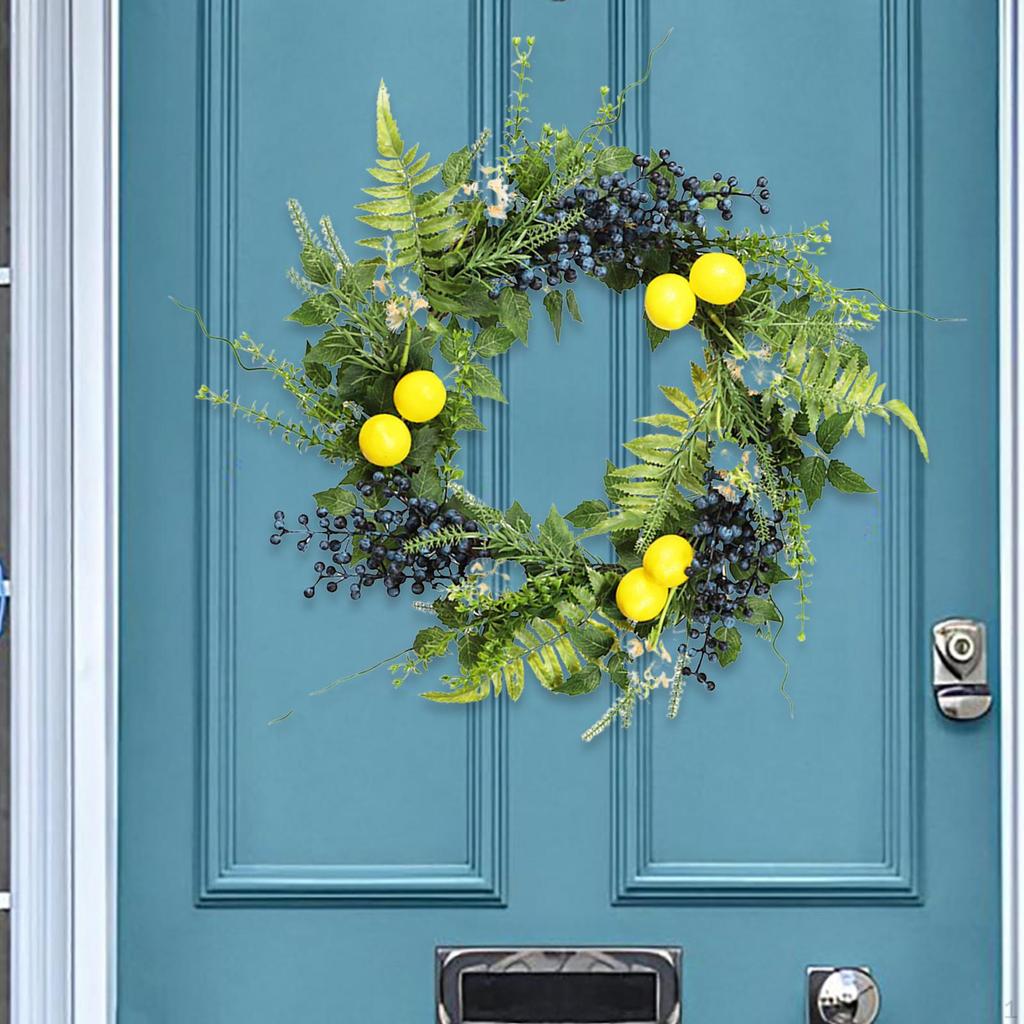 Spring Summer Wreath Party Decor for Front Door Simple To Hang Decoration Artificial Lemon Blueberry