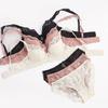 New Women Lace Flowers Embroidery Lingerie Set Sexy Hollow Thin Cup Push Up Bra Summer Comfort Underwear Adjustable Strap Bras
