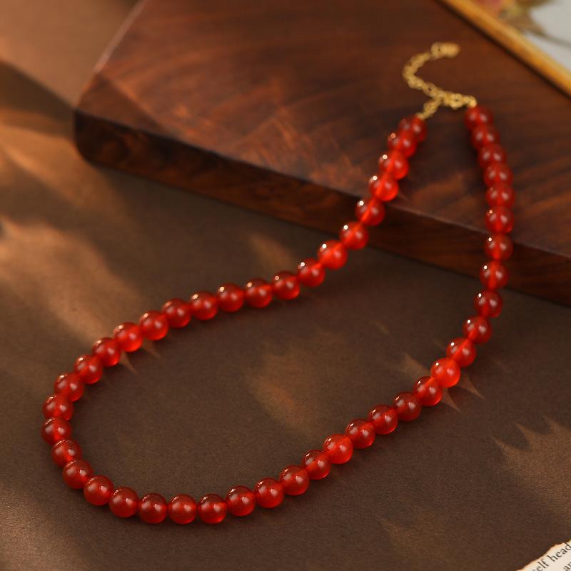 Колье из красного агата Banyan Tree с серебряной цепочкой S925 - Ручная работа, ретро-стиль, цепочка для ключиц для женщин.