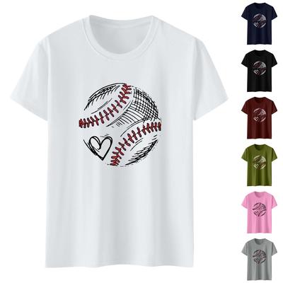 Женский модный повседневный свободный пуловер с коротким рукавом и принтом с круглым вырезом