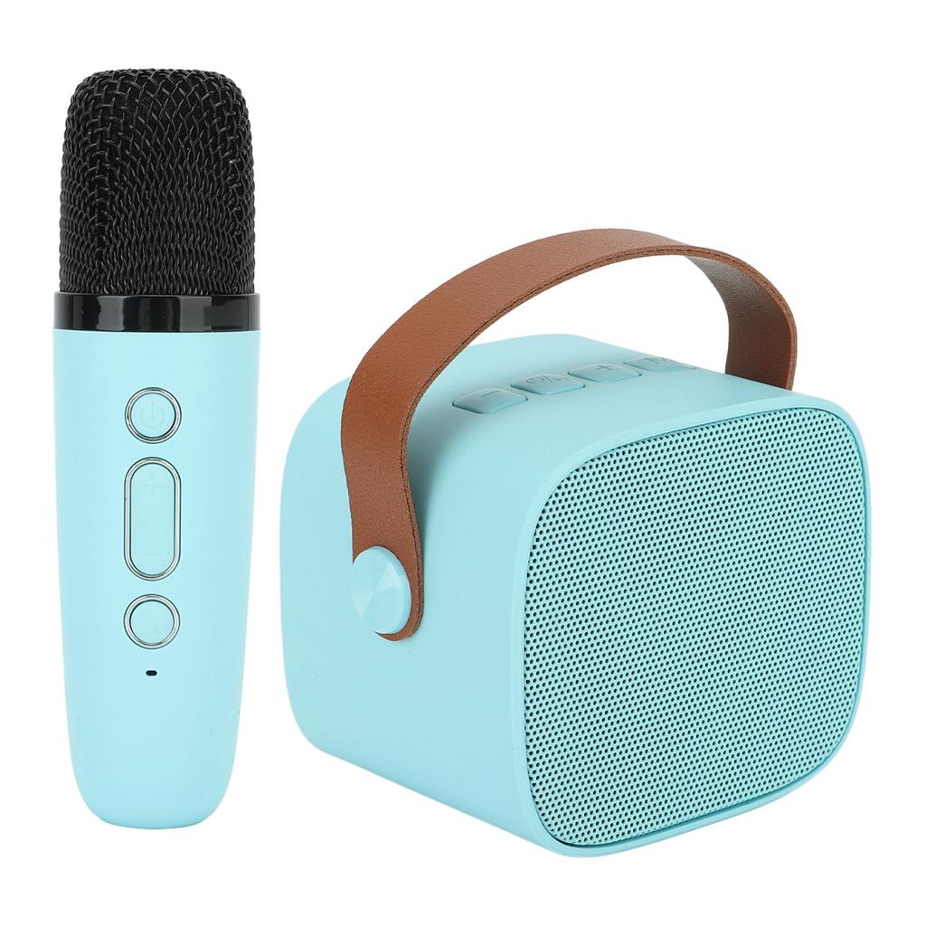 Мини-караоке-машина с беспроводным микрофоном, портативная Bluetooth-колонка для детей и взрослых, синяя