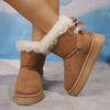 Fashion Snow Boots for Women 2025 Winter New Cashmere Warm Thick Soles Without Heel-covered Cotton Shoes for Women Snow Boots