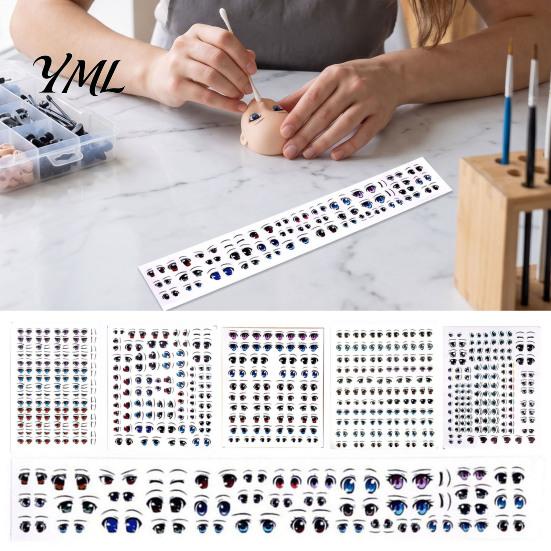 Multi Size Eye Appliques Stickers for Dolls, DIY Water Transfer Decals, Anime Clay Doll Face Accessories Realistic Colorful Eyes Crafting And