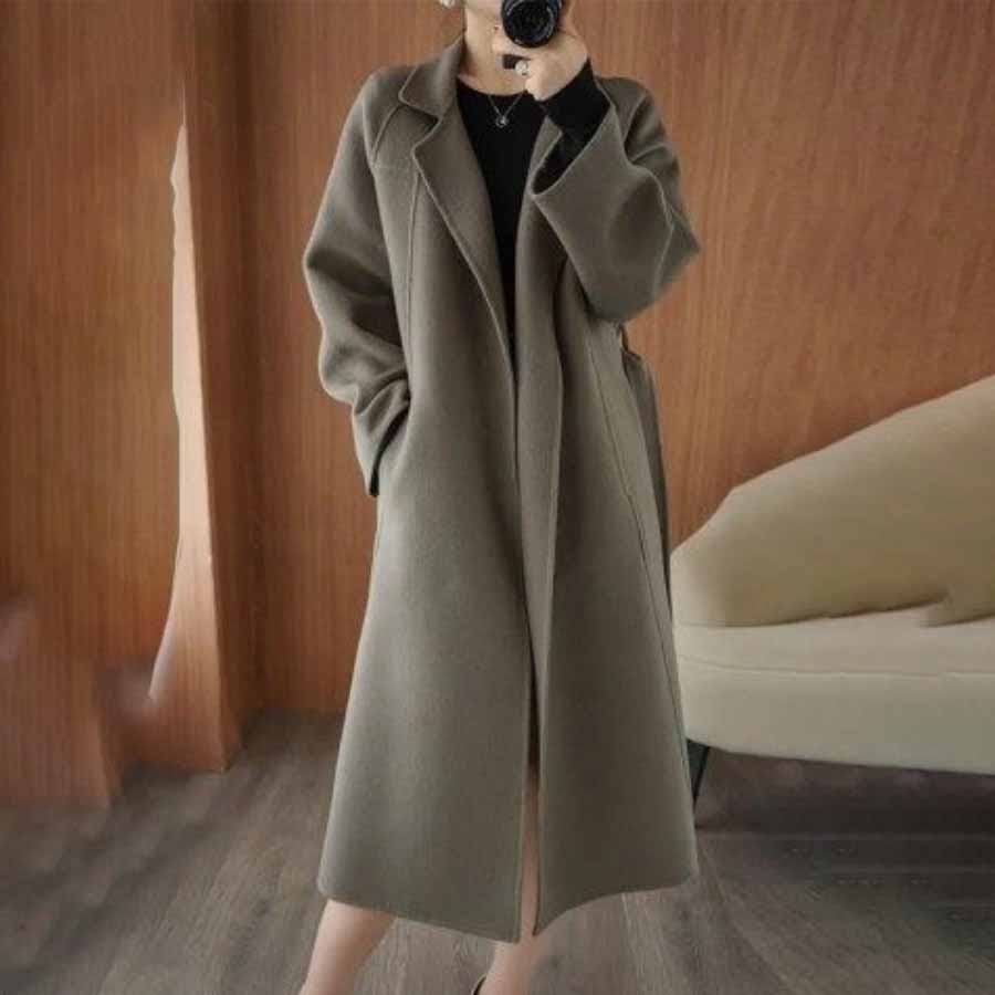 Autumn Winter Long Over-the-Knee Loose Plus-Size High-End Woolen Coat for Women