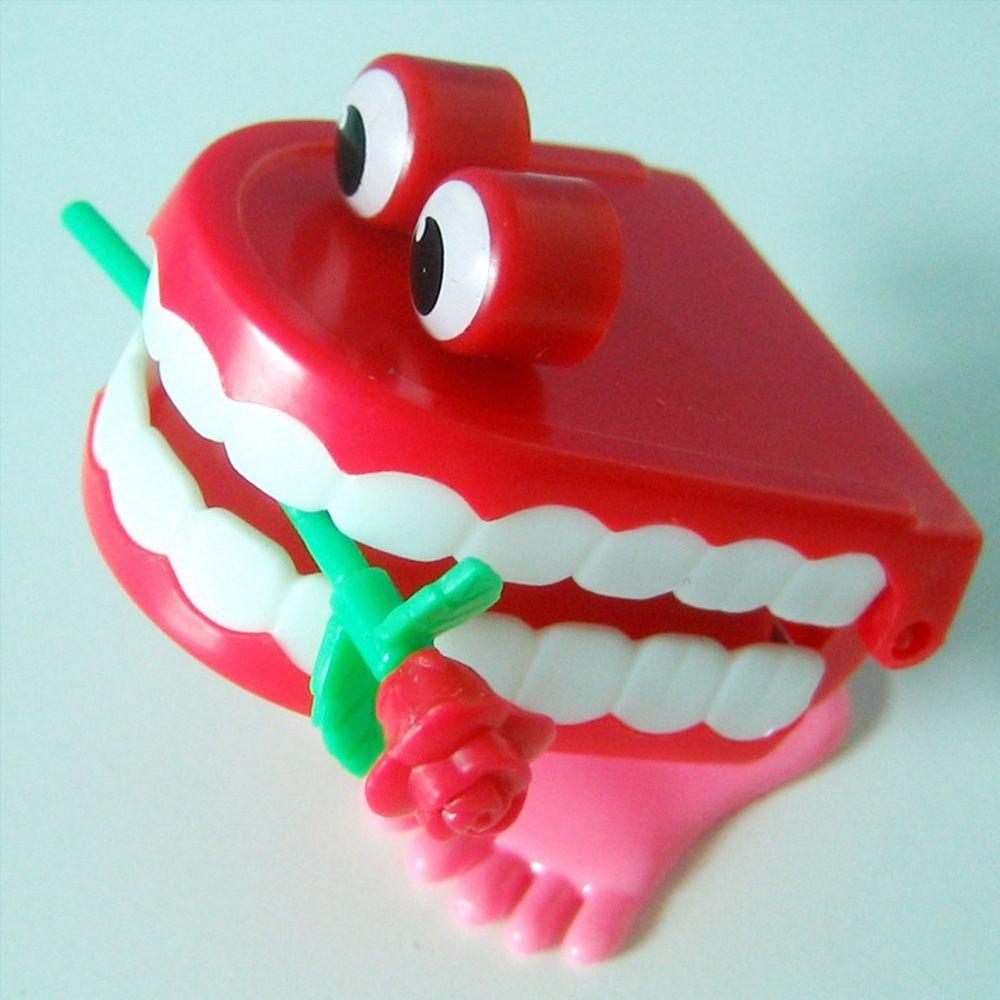 Funny for Baby Kids Plastic Teeth Rose Wind Up Clockwork Toy Clockwork Toy Walking Teeth Shape