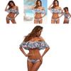 Sexy Off-the-shoulder Bikini With Ruffled Edges And Floral Accents High Quality Polyester Material