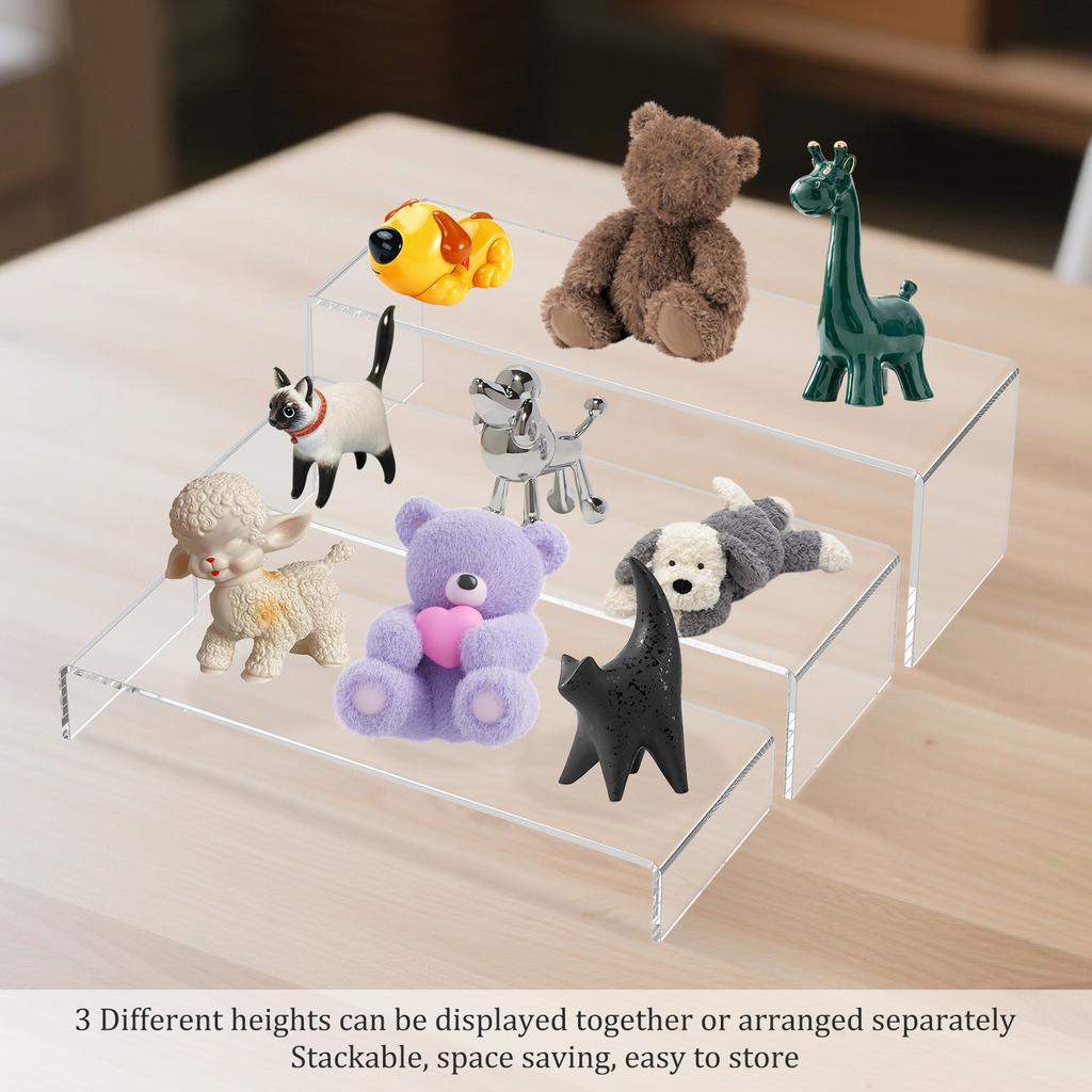 3/6/9 Pcs Acrylic Display Stand U Shape Cake Doll Display Stand Stackable Cosmetic Bag Jewelry Storage Shelf for Figure Cosmetic