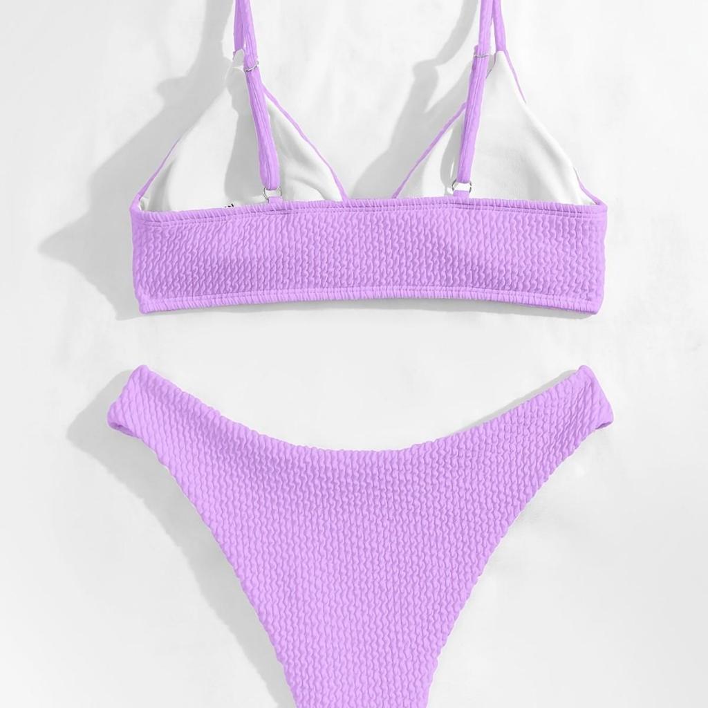 European and American Solid Color Two-Piece Bikini Swimsuit - Sexy Fashion Beachwear