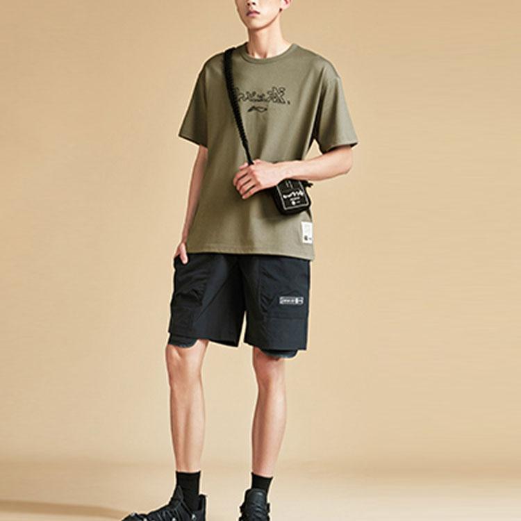 Li Ning X Jackie Chan Collaboration Kung Fu Series Multi-Pocket Casual Sports Shorts Men Shorts Black AKSR227-1