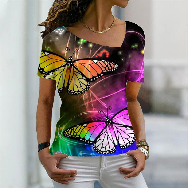 Летние модные женские футболки с 3d принтом и принтом павлиньих перьев, топ в стиле Харадзюку, красочная индивидуальная одежда больших размеров с короткими рукавами