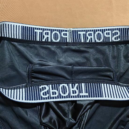 Summer Ice Silk Briefs Letter Print High Slit Design Men Panties Smooth Comfortable Breathable Underwear Daily Wear