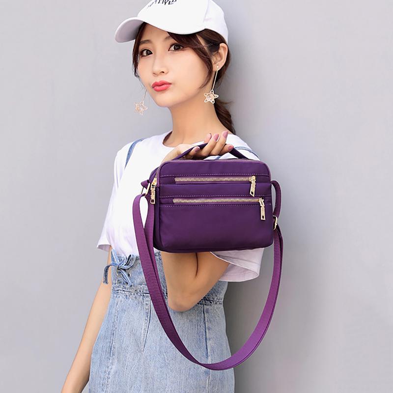 Casual Waterproof Nylon Shoulder Bags for Women Small Crossbody Messenger Bag Purse Female Multi-pocket Handbag Pouch