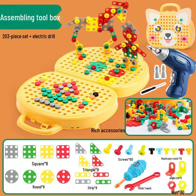 Набор инструментов для сборки для детей: Набор электрической дрели и шуруповерта с разборными винтами