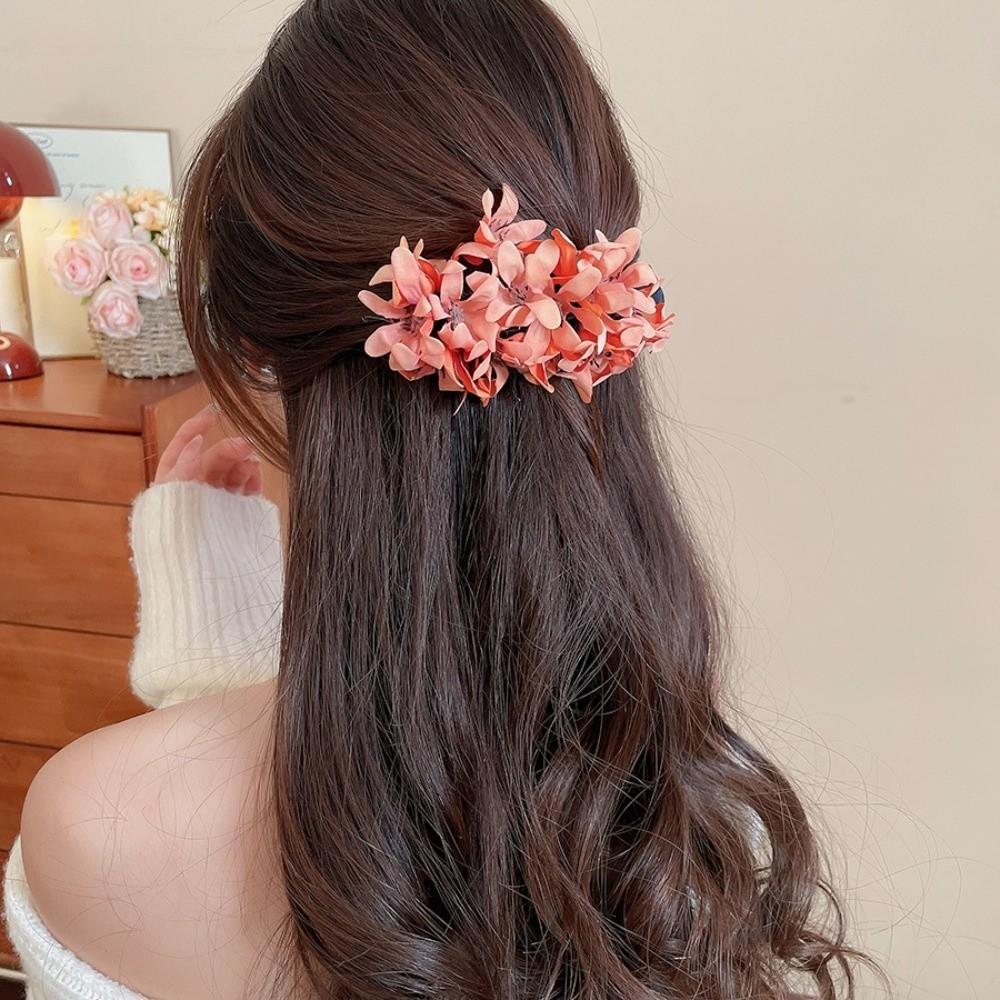 Colorful Hanfu Hair Clip Cloth Ponytail Holder Sweet Flower Hairpin Girls