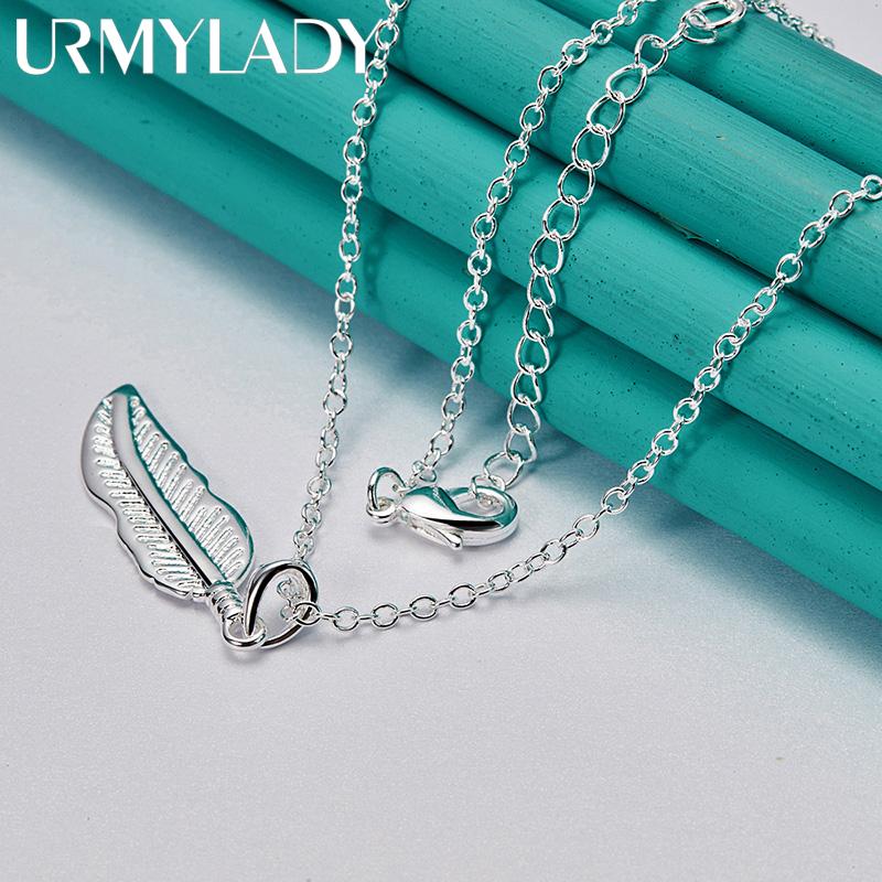 URMYLADY 925 пробы серебро кулон с перьями ожерелье для женщин модные свадебные помолвки очаровательные ювелирные изделия