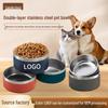 304 Stainless Steel Non-Slip Double-Layer Dog Bowl, Drop-Resistant and Tip-Proof Large Diameter Pet Food Container.