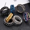 9MM Curb Link Chain Style Men's Ring 2022 Trend Solid Stainless Steel Finger Rings 7 Color Man Jewelry