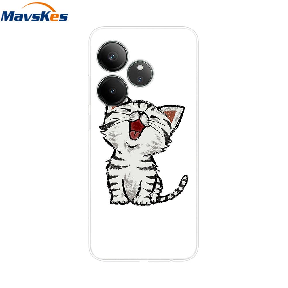 For Realme GT 6T Case Soft TPU Clear Painted Back Cover For Realme GT 6 Case GT6 6T Transparent Bumper RealmeGT6 Cute Protector