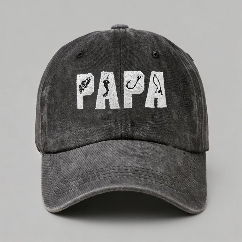 Adjustable Dad Hat PAPA Letter Embroidery Fishing Sun Hat FashionVintage Fishing Hook Hat For Dad