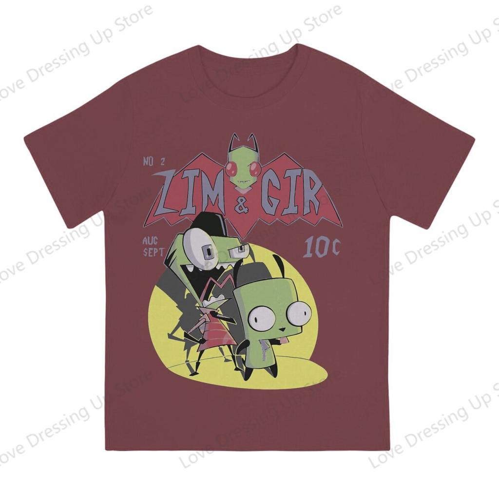 Invader Zim 100pure Cotton Summer Unisex Tshirt Zim Gir Best Friend Short Sleeve Tshirts Harajuku Tee Funny Tops