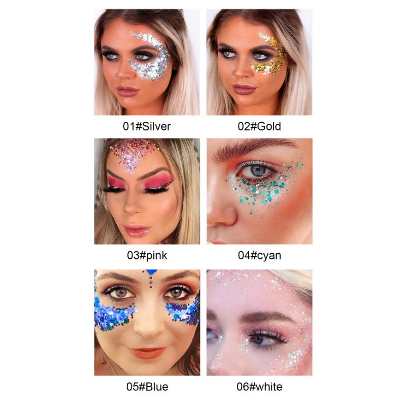 QIBEST Burst Glitter Eyeshadow Glitter Cream Face Body Polarized Glitter Cream Highlighter Dazzling Brightening Eyeshadow