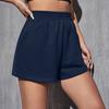 Fashionable Women's Elastic Waist Loose Wide Leg Solid Color Casual Sports Shorts