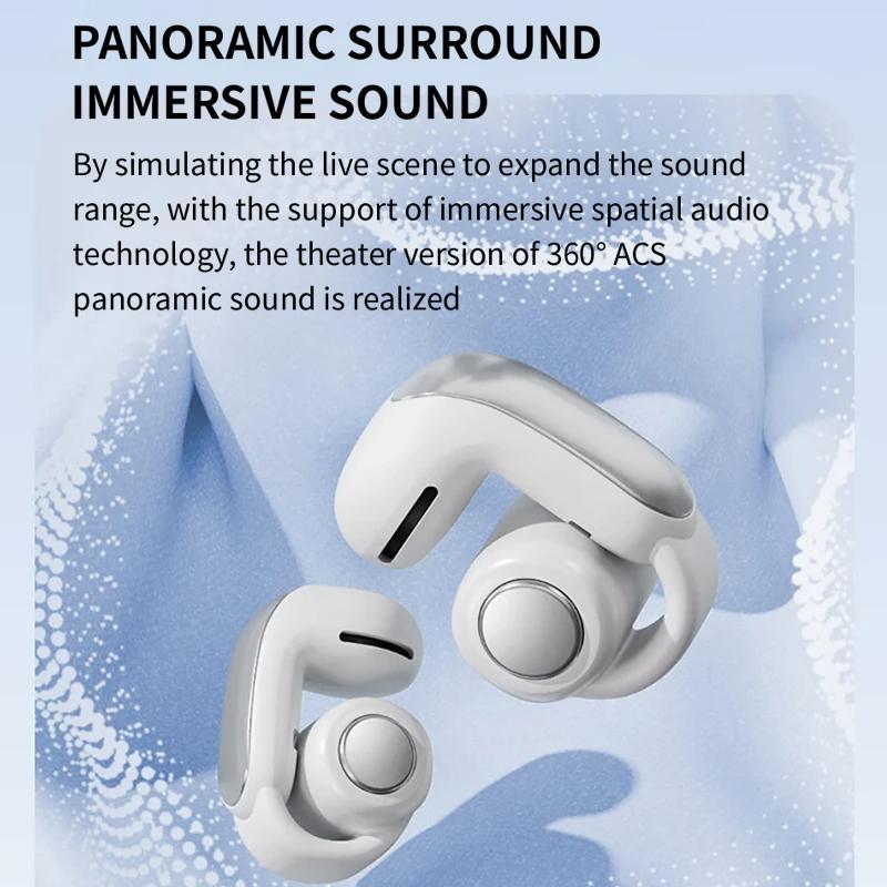 New V12 Earphones Wireless Bluetooth 5.3 Open Headsets HiFi Stereo Sport Earbuds HD Mic Call Ear Clip Headphones