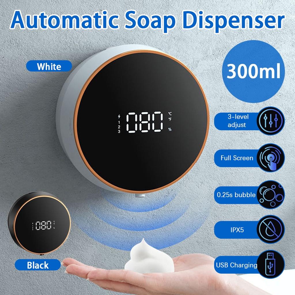 Настенный бесконтактный автоматический дозатор пены для мыла, дезинфицирующее средство для рук, жидкий быстрый пенообразующий насос с цифровым дисплеем температуры