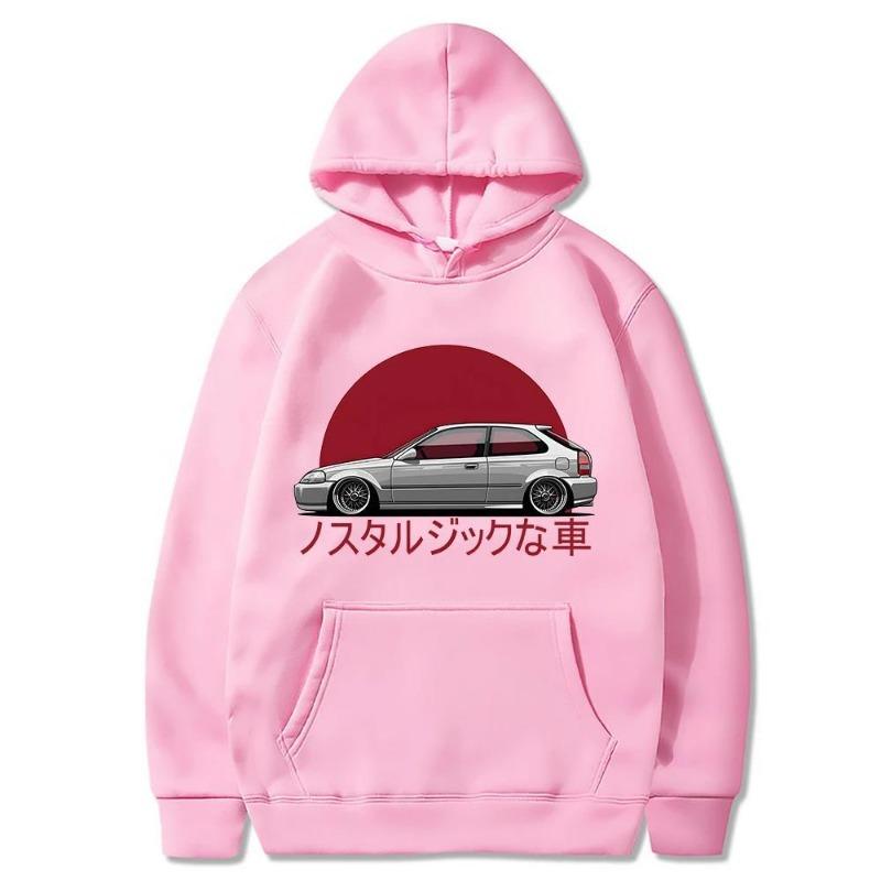 Men Nostalgic Car Hoodie Jdm Comic Printing Tracksuit Print Unisex Streetwear Hip Hop Autumn Winter Fashion Hip Hop Tops