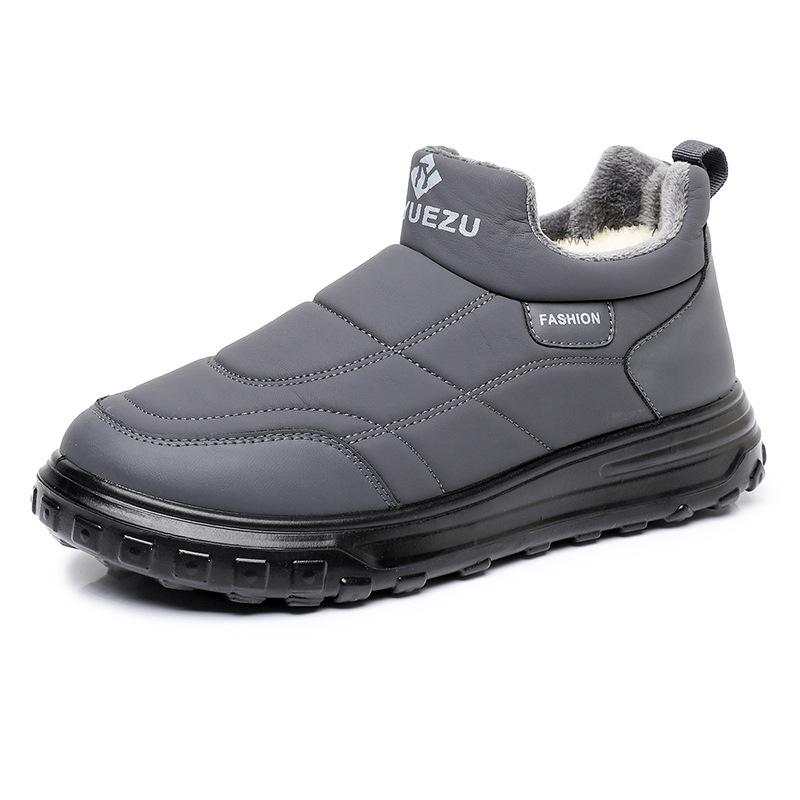 Мужские легкие зимние утепленные слипоны на толстой подошве с меховой подкладкой, нескользящие, амортизирующие, повседневные спортивные хлопковые ботинки
