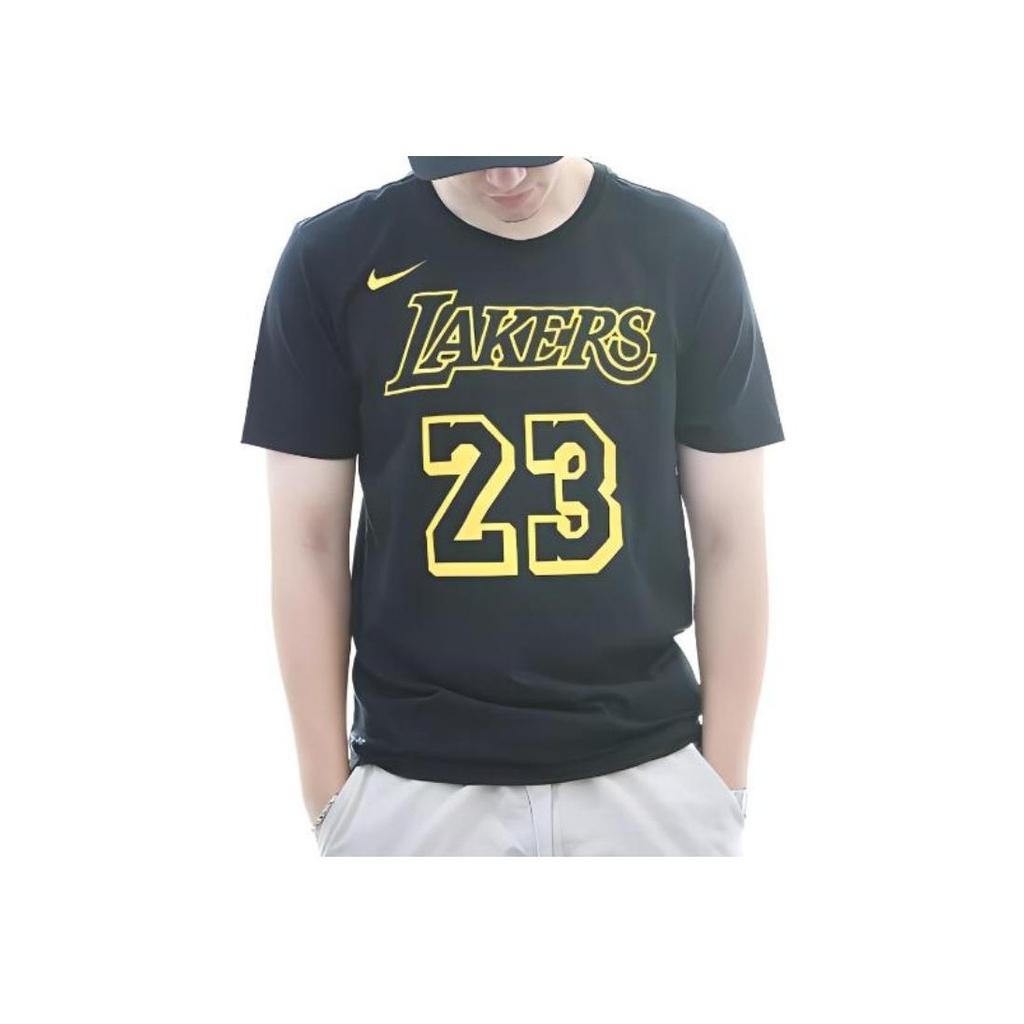 Nike Лос-Анджелес Лейкерс Леброн Джеймс # 23 Дышащая повседневная спортивная футболка Мужские топы Черные AA2591-022