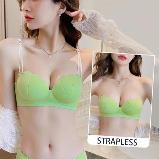 Женский невидимый бюстгальтер, женский бюстгальтер без бретелек, противоскользящая полоска, пуш-ап, без стального кольца, сплошной цвет, застежка сзади, съемные бретели, нижнее белье