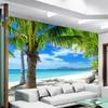 Modern Seaside Mural Photo Wallpaper Living Room Bedroom Home Decor 3d Landscape Beach Tree Wallpaper