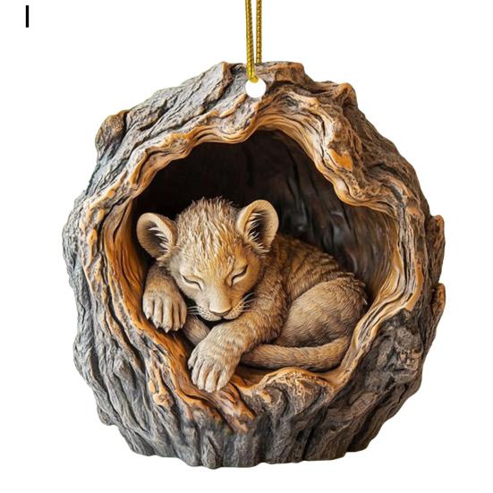 Christmas Tree Pendant Hanging Acrylic Ornament with Lanyard Easy To Install Adorable Animal Shape Holiday Festive Decoration