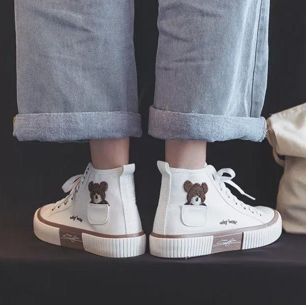 2024 высокие парусиновые туфли для женщин, осенние вулканизированные универсальные кроссовки, студенческая обувь 35-40