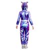 Girls Alien Halloween Costume Metallic Gloss Hood Long Sleeve Front Zipper Jumpsuit Fancy Dress Party Outfit