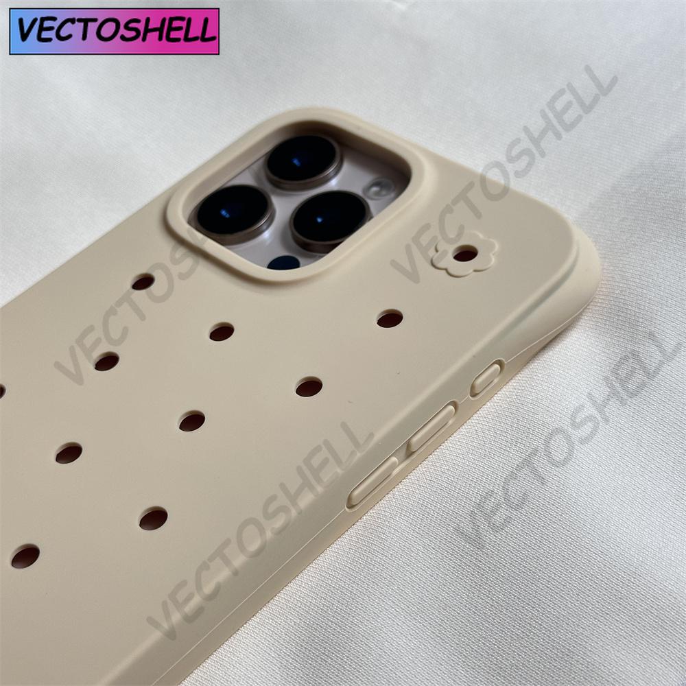 Ins DIY Подвески для Crocs Силиконовый Мягкий Чехол для Телефона Для iPhone 15 16 17 Pro Max 14 Plus 13 Однотонный Матовый Защитный Чехол-Броня