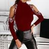 Ladies Skinny Blouse Turtle Neck Spring Clothing Women Sexy Unique Pullover Top for Outdoor