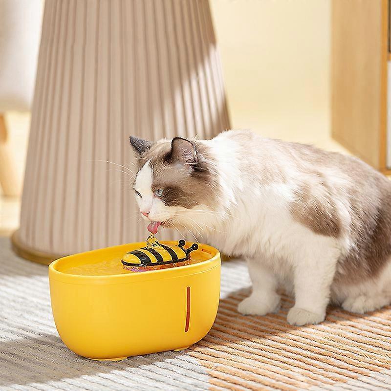 Cat Water Fountain Bee Shape 2L Capacity Water Circulation System Automatic Pet Water Dispenser for Pets Cats Dogs Bee Water Dispenser