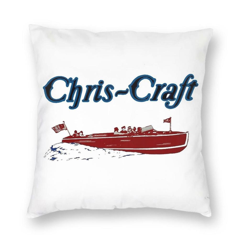 Chris Craft Square Pillowcase Polyester Linen Velvet Printed Zip Decorative Home Cushion Cover