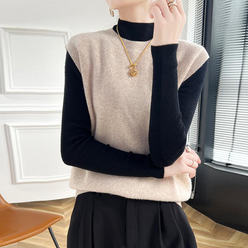 Женский кашемировый жилет Qinghe Cashmere 30% кашемир 70% шерсть осенне-зимний кашемировый жилет мягкий и теплый